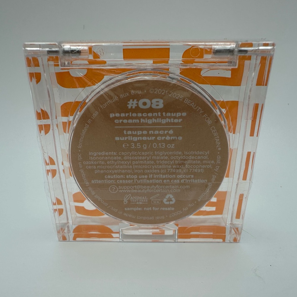 Beauty For Certain Cream Highlighter #08 Pearlescent Taupe~New in sealed package - Picture 10 of 13